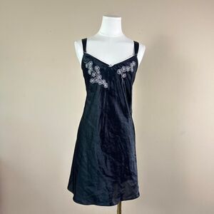 Beautiful Embroidered Coquette Morgan Taylor Silky Slip Dress